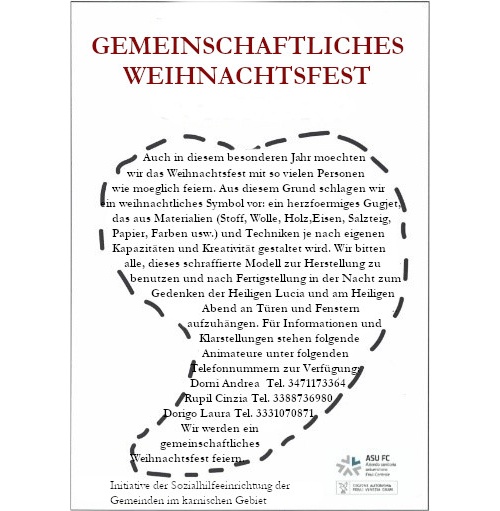 Sozialhilfeeinrichtung der Gemeinden des Gebiets Carnia: die Videos über die Weihnachtsinitiative Gugjet (Herz mit verlängerter Spitze)