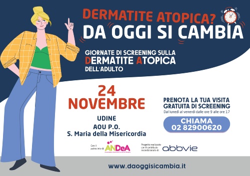 Atopični dermatitis: z rezervacijo brezplačni dermatološki pregledi v Oddelku dermatologije v Vidmu