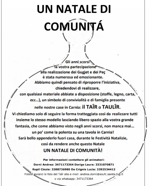 Un Nadâl di comunitât: une iniziative dal Servizi Sociâl dai Comuns de Cjargne