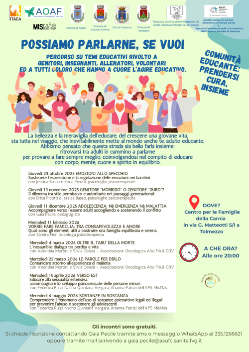 "Possiamo parlarne, se vuoi": percorso sui temi educativi